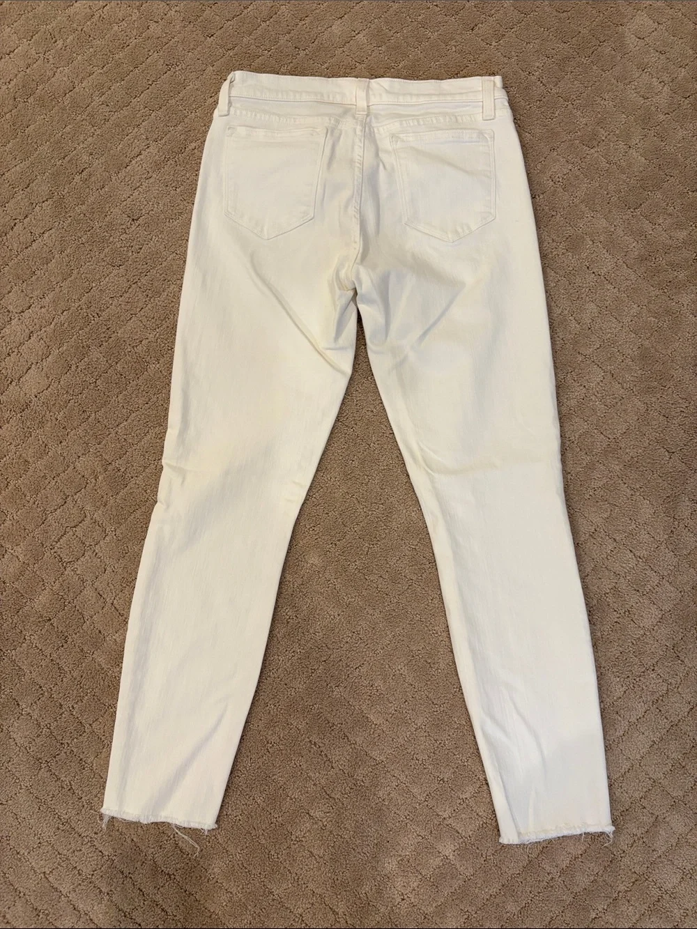 J. Crew White Skinny Jeans with Raw Hem